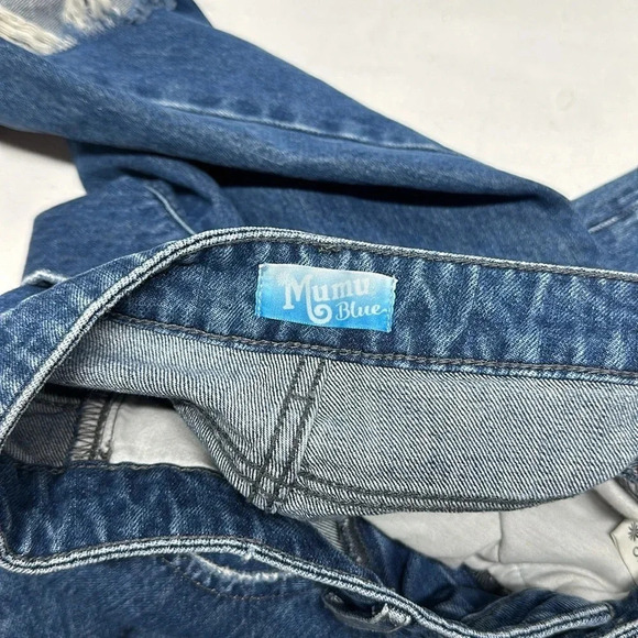 Mumu Blue Jeans Brooklyn High Waisted Denim Ripped Distressed Sapphire Size 26 - Picture 7 of 9